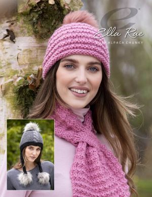 Ella Rae Cozy Alpaca Chunky Pattern Roma Hat-Scarf-Chullo ER 1165-01